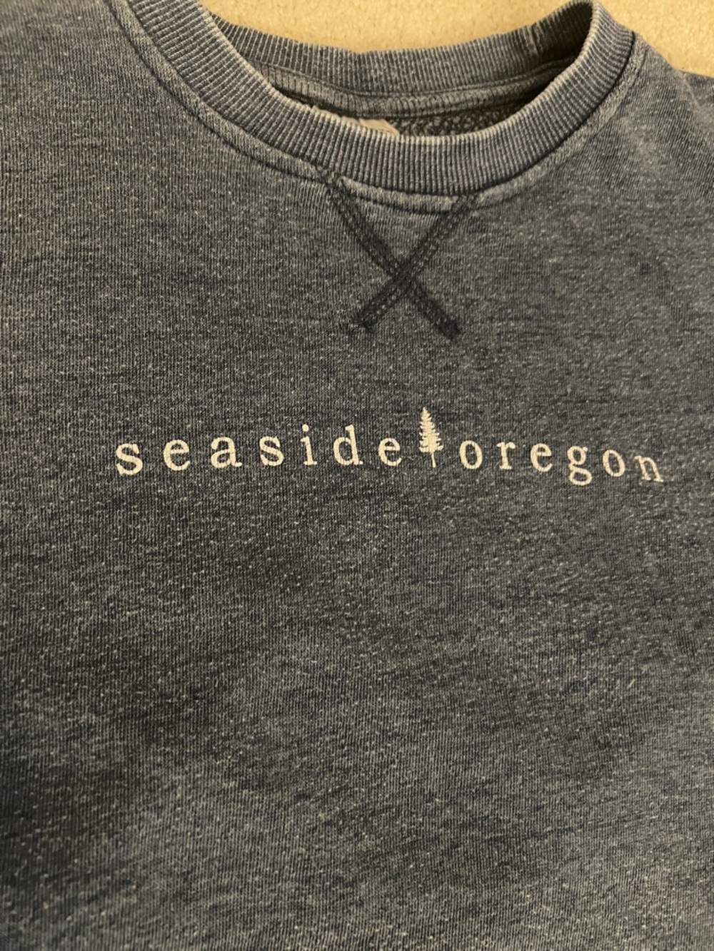 Vintage Seaside Oregon Sweatshirt 🌊 Blue Crewneck Side Slit Small